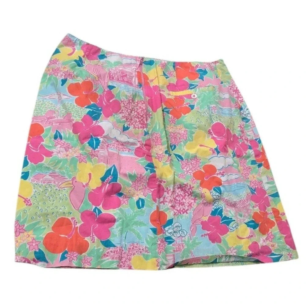 Lilly Pulitzer Lined Skirt‎ Women  Tropical Floral Print Preppy Y2K Skirt SZ 10